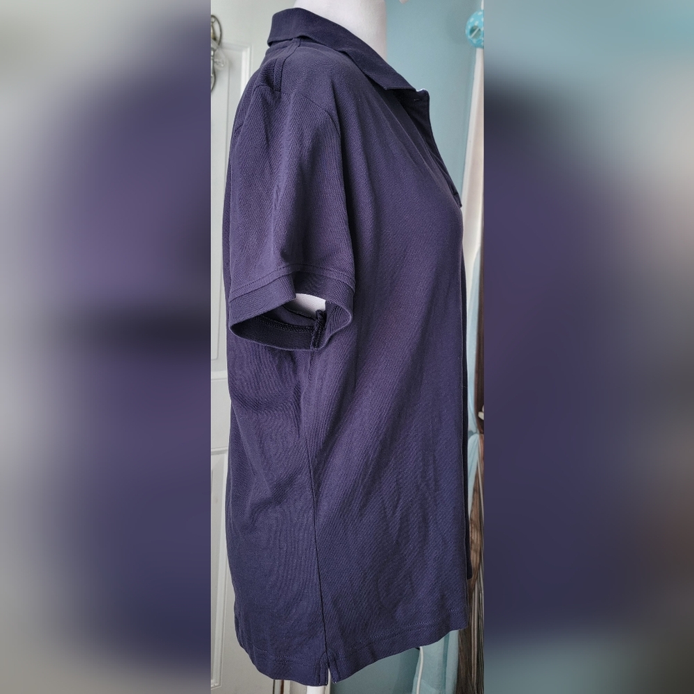 Y2K Tommy Hilfiger Polo Women's XL Navy Short Sleeve 1/4 Button Strechy Cotton - Picture 4 of 13